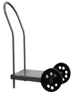 Cart w/Curved Handle 12"x 18" Two Legs 18 Gauge Steel Electrostatically Blue SS w/Non-Corrosive Wheels