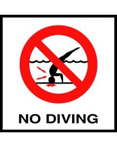 Depth Marker 6"x6" Ceramic "No Diving" w/Images SMO